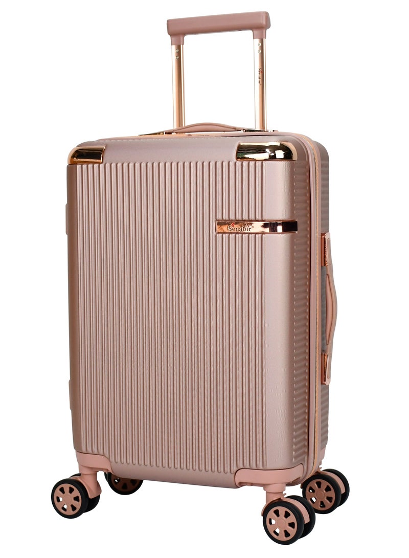 SENATOR Hard Case Carry On Luggage Trolley For Unisex ABS Lightweight 4 Double Wheeled Suitcase With Built In TSA Type Lock A5123 Rose Gold - Image 1
